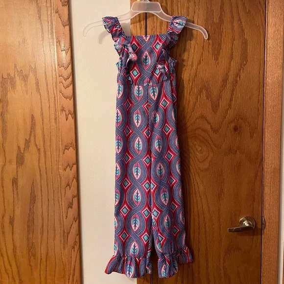 GENUINE KIDS by OSHKOSH UGC Girls Size 5t Purple Red Blue Sleeveless Romper leaf - Picture 9 of 12